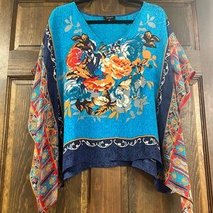 LAST CALL Anthropologie Tolani Silk Poncho Blouse